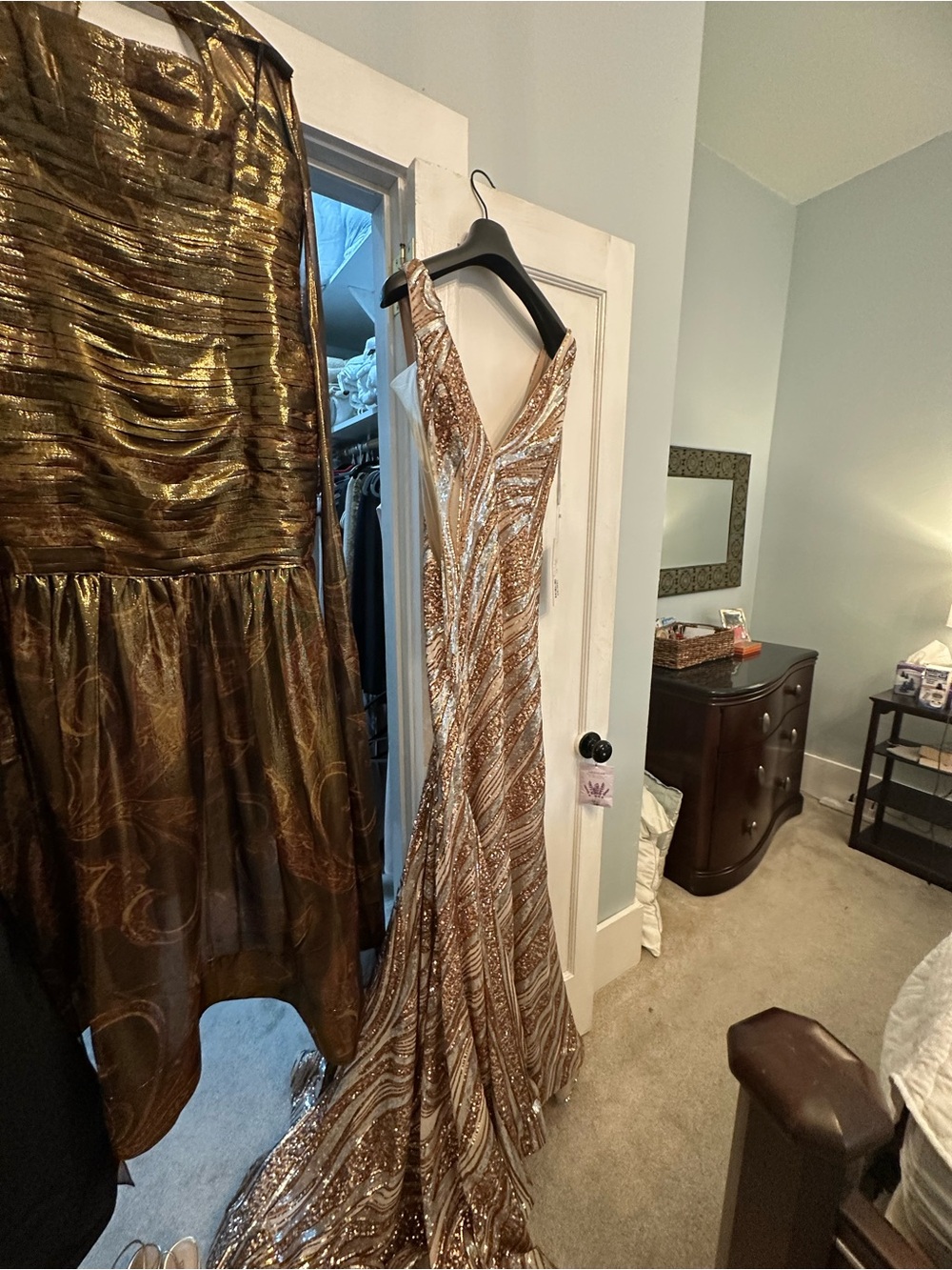 Gorgeous! Jovani Nude Rose Gold and Silver Sequin Prom or Pageant Dress - Picture 8 of 8